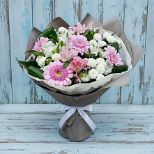 Букет цветов из:  Герберы, Альстромерии и Хризантемы в Усть-Катаве