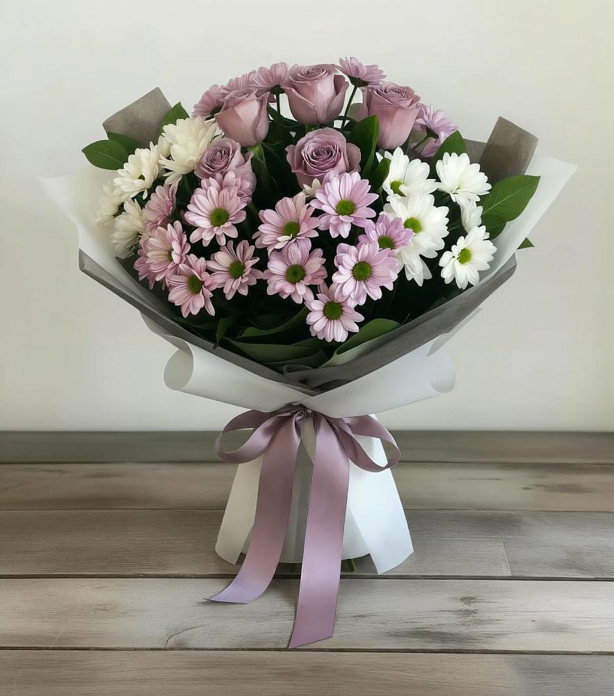 Букет цветов из: Хризантемы и Розы в Усть-Катаве