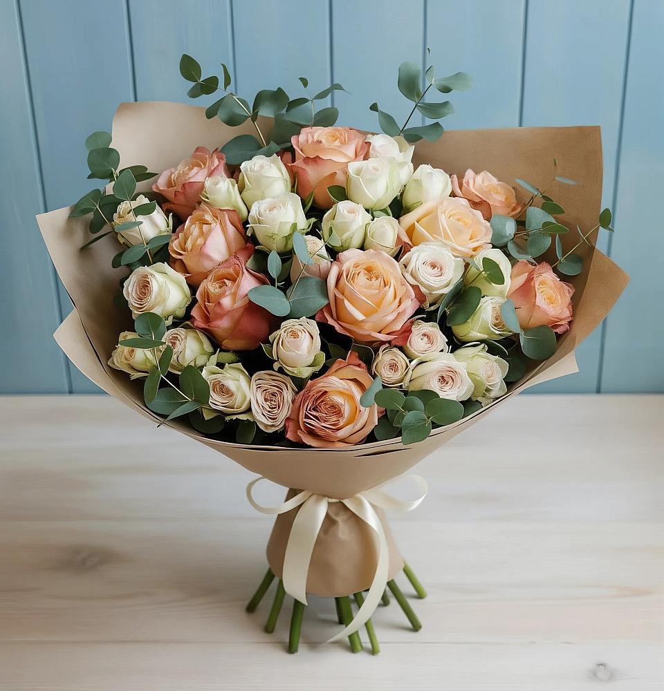 Букет цветов из: Альстромерии и Розы в Усть-Катаве