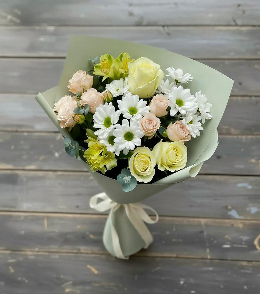 Букет цветов из: Альстромерии, Розы и Хризантемы в Усть-Катаве