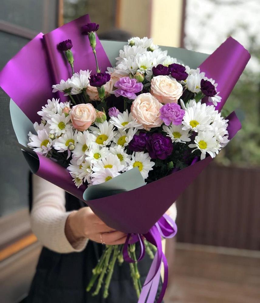 Букет цветов из: Хризантемы, Гвоздики и Розы в Усть-Катаве
