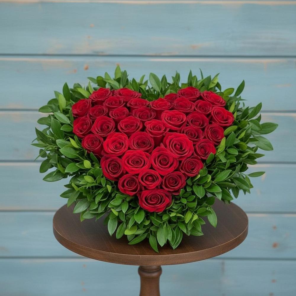 Цветочная композиция из Розы в виде сердца в Усть-Катаве