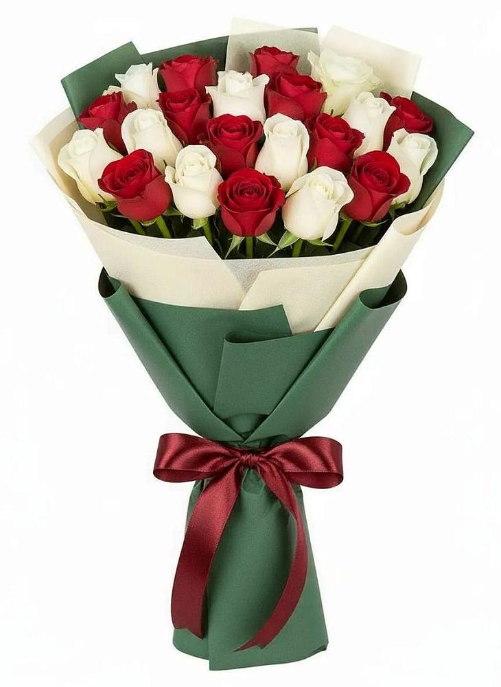 Букет Микс из красных и белых роз в Усть-Катаве