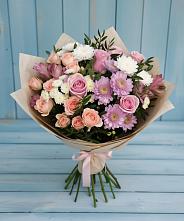 Букет цветов из:  Хризантемы, Розы и Альстромерии в Усть-Катаве