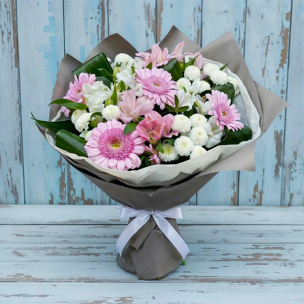 Букет цветов из: Герберы, Альстромерии и Хризантемы в Усть-Катаве