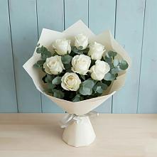Букет Белые розы в Эвкалипте в Усть-Катаве
