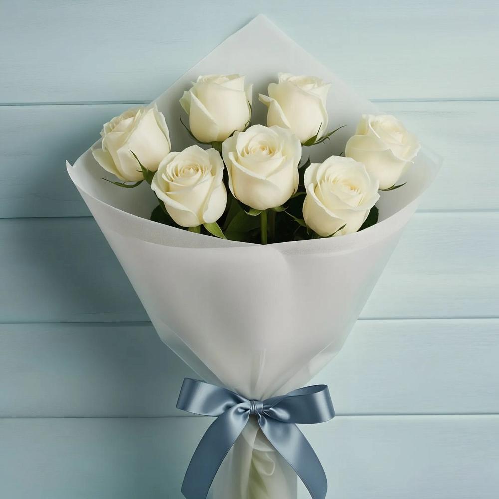 Букет 7 Белых роз Эдлесс Лав в Усть-Катаве